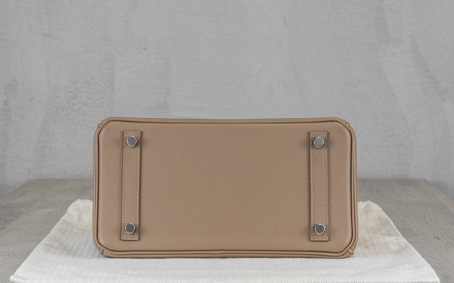 Hermès B25 Birkin 25 Sellier Bag in Tricolor Etoupe Ebene Epsom Leather with Palladium Hardware