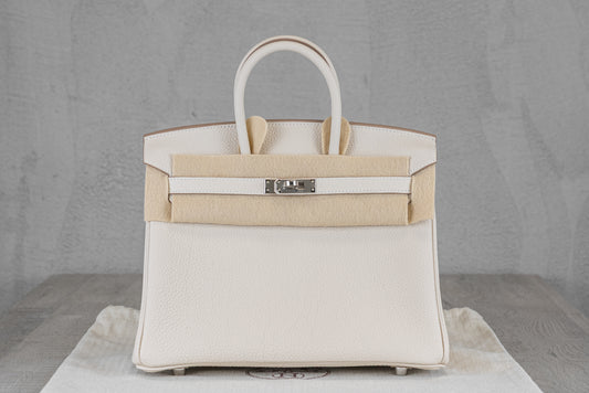 Hermès B25 Birkin 25 Retourne Bag in Gris Pale Togo Leather with Palladium Hardware
