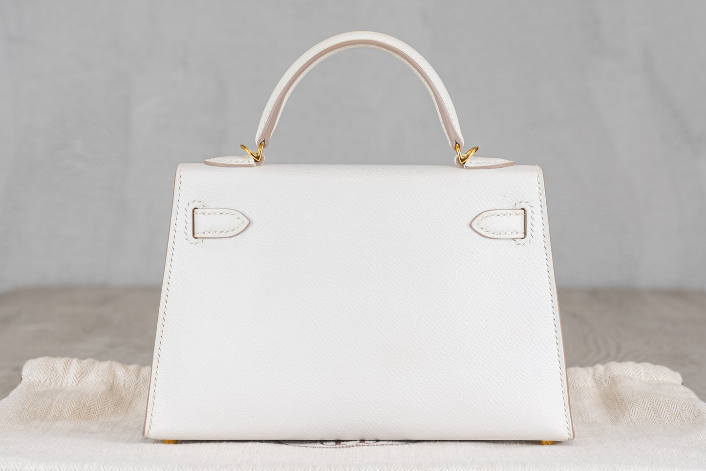 Hermès K20 Mini Kelly II 20 Sellier Bag in Gris Pale Epsom Leather w/ Gold Hardware