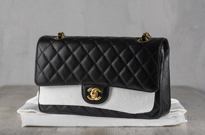 Chanel Small Black Quilted Caviar Double Flap Bag with Gold-Tone Hardware