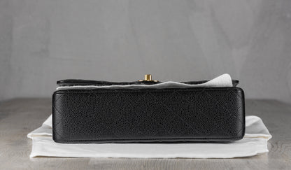Chanel Small Black Quilted Caviar Double Flap Bag with Gold-Tone Hardware