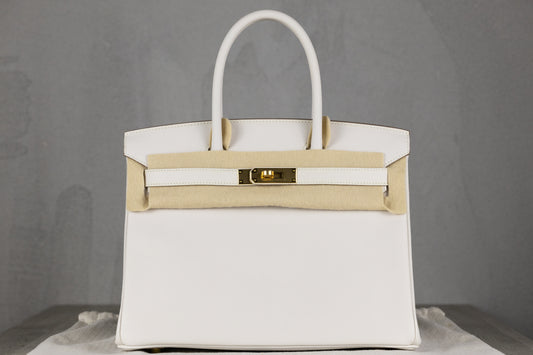 Hermès B30 Birkin 30 Retourne Bag in Gris Pale Epsom Leather with Gold Hardware