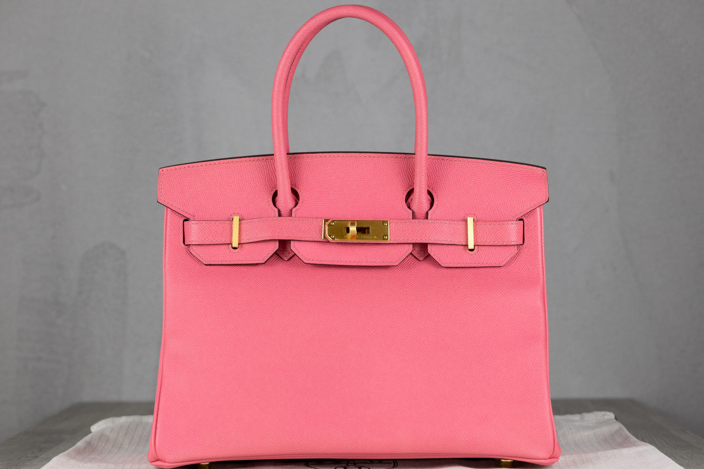 Hermès B30 Birkin 30 Retourne Bag in Rose Azalee Epsom Leather with Gold Hardware