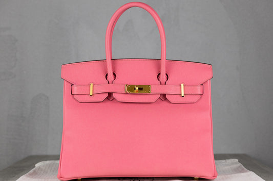 Hermès B30 Birkin 30 Retourne Bag in Rose Azalee Epsom Leather with Gold Hardware