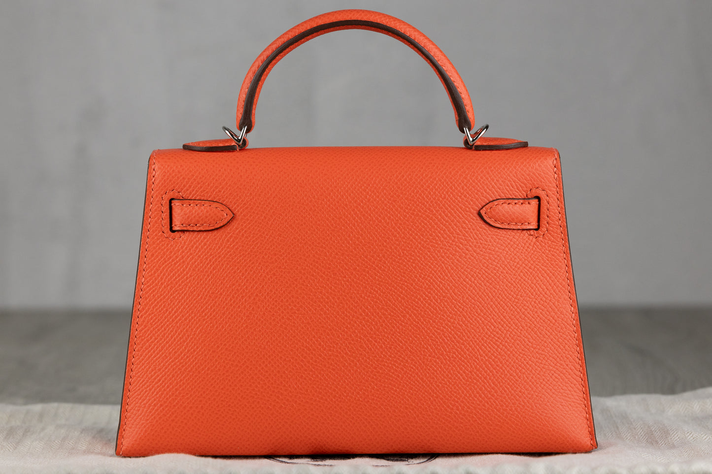 Hermès K20 Mini Kelly II 20 Sellier Bag in Orange Field Epsom Leather with Palladium Hardware W Stamp