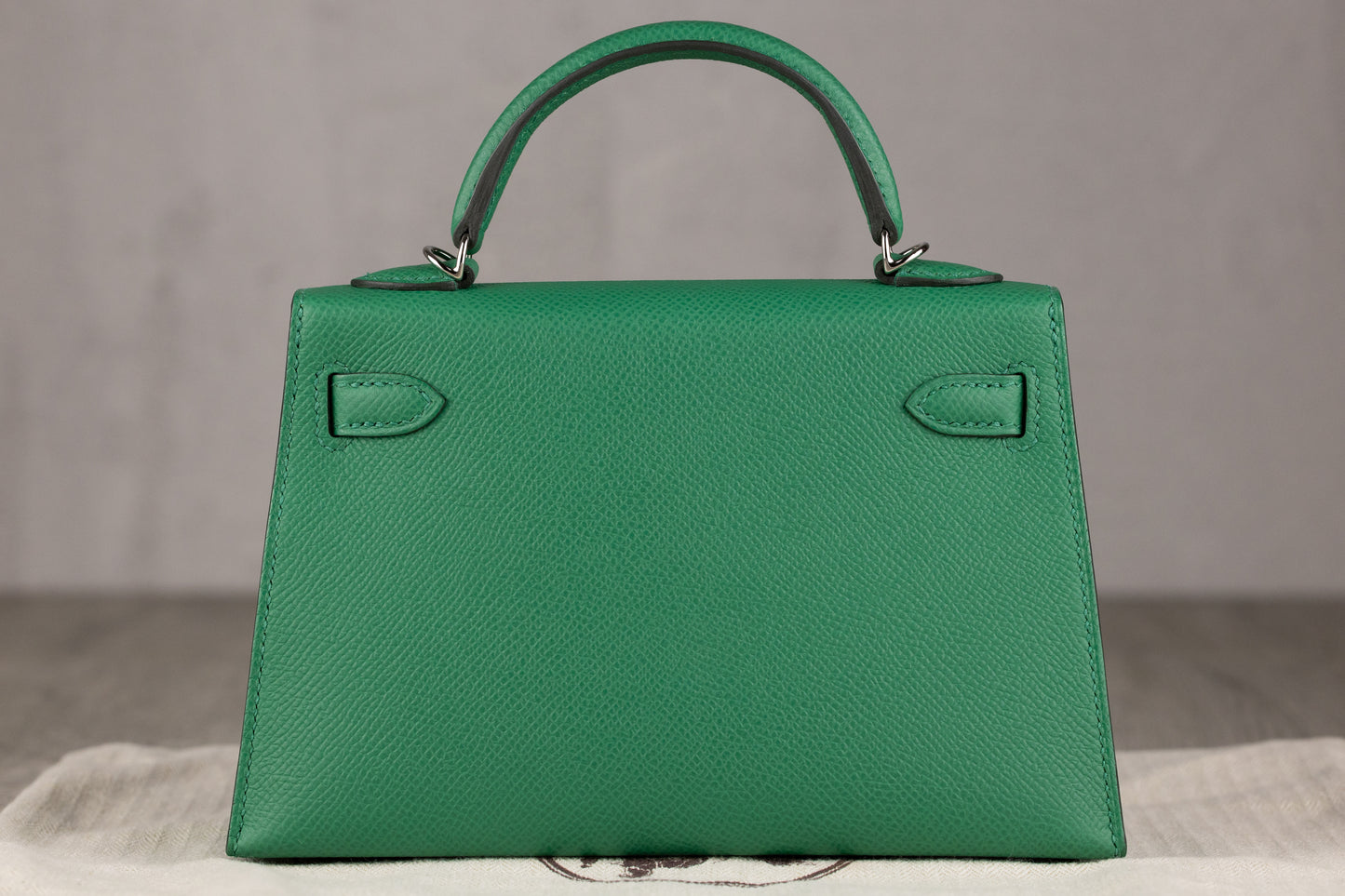 Hermès K20 Mini Kelly II 20 Sellier Bag in Vert Vertigo Epsom Leather with Palladium Hardware