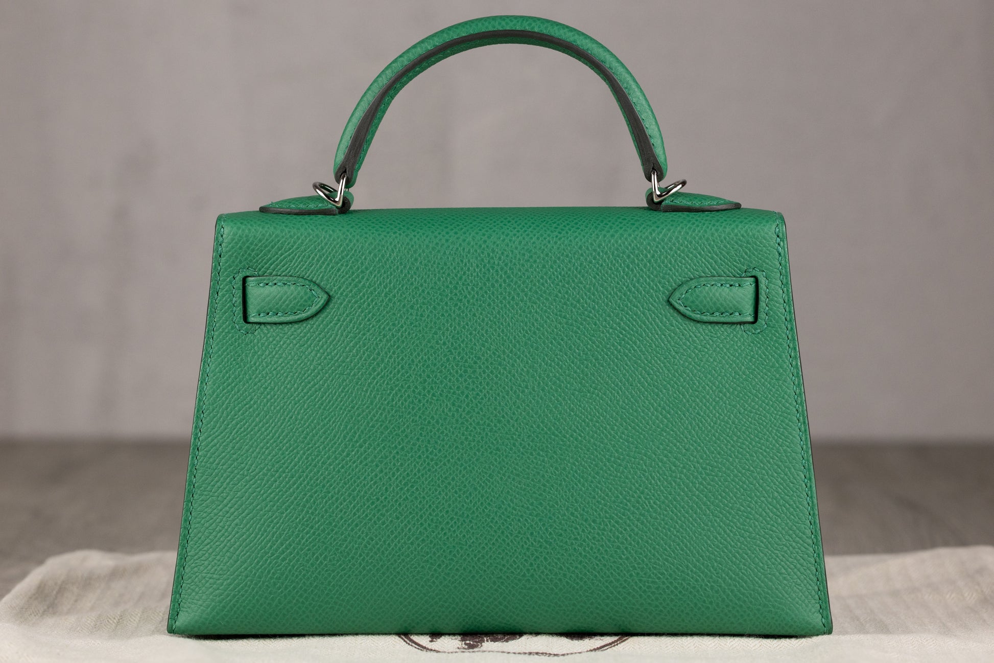 Hermès K20 Mini Kelly II 20 Sellier Bag in Vert Vertigo Epsom Leather with Palladium Hardware