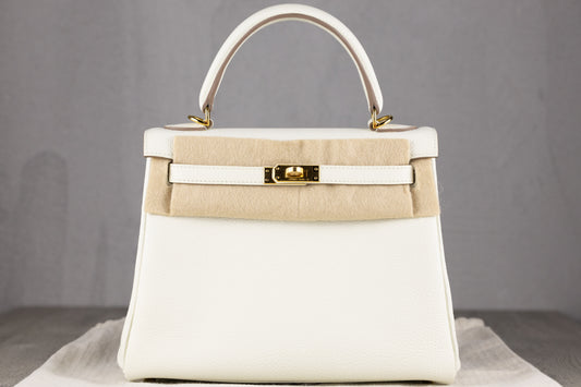 Hermès K25 Kelly II 25 Retourne Bag in Gris Pale Togo Leather with Gold Hardware B Stamp