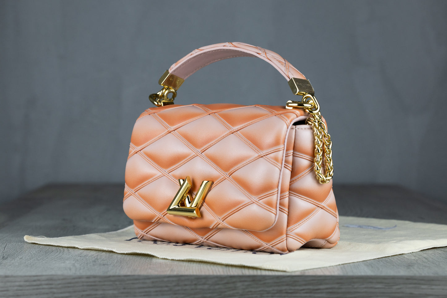 Louis Vuitton M14281 LVGO-14PM Cruise Collector's Edition Handbag in Terracotta Lamb Leather with Gold Hardware