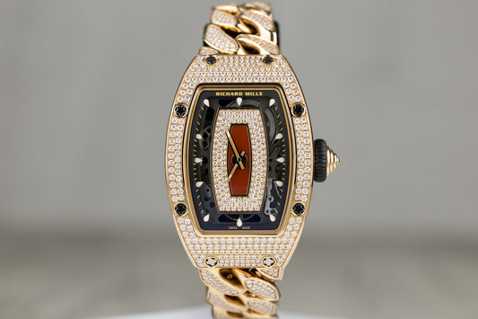 Richard Mille RM07-01 Automatic Rose Gold Diamond Cuban Link Bracelet