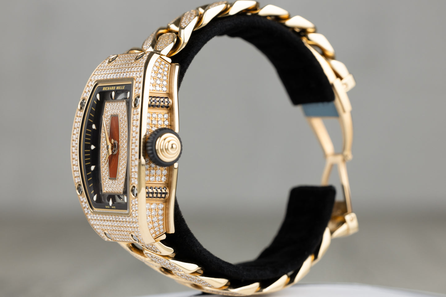 Richard Mille RM07-01 Automatic Rose Gold Diamond Cuban Link Bracelet