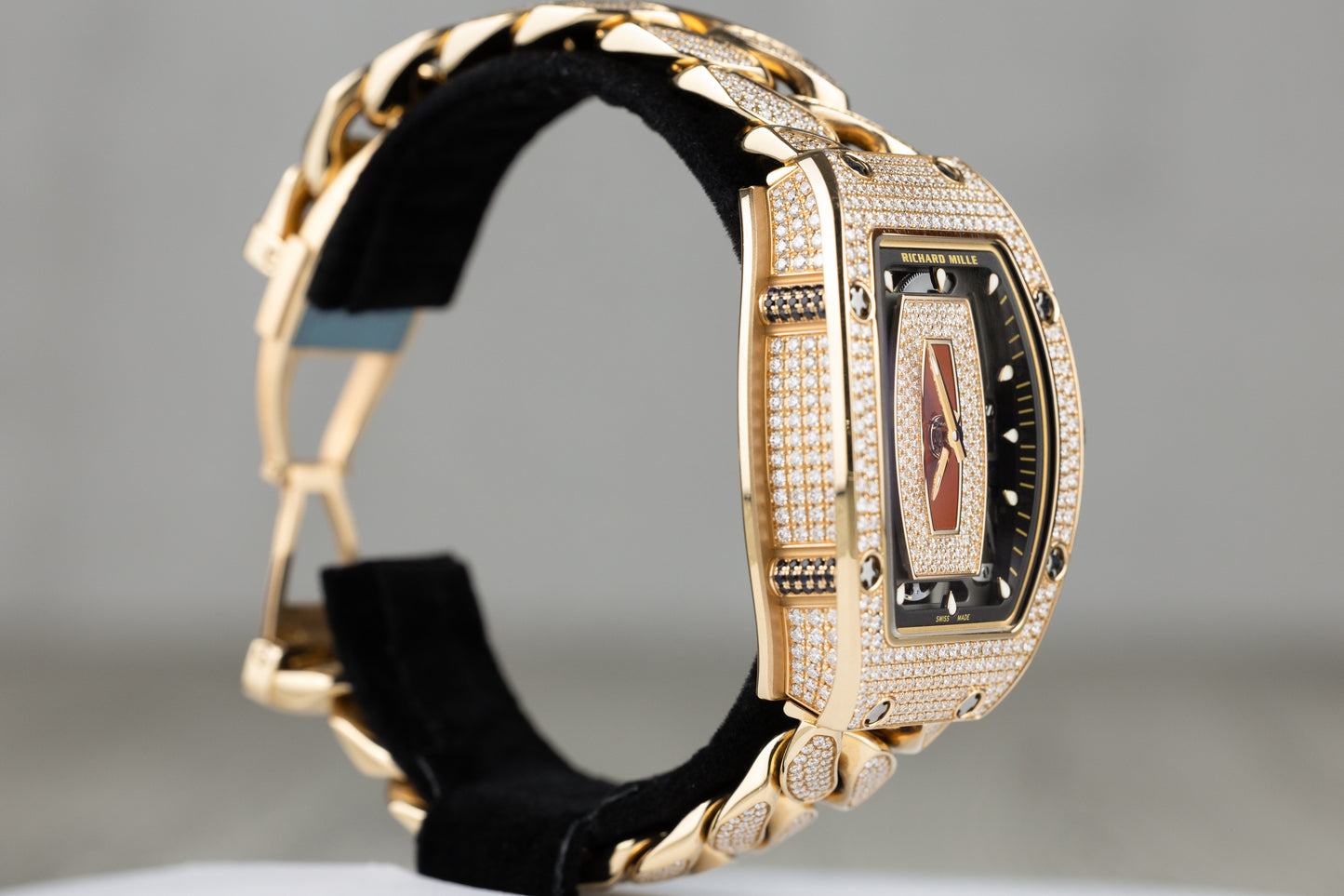 Richard Mille RM07-01 Automatic Rose Gold Diamond Cuban Link Bracelet