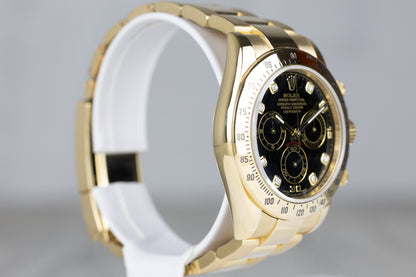 Rolex 116508 Daytona Chronograph Yellow Gold Black Diamond Dial