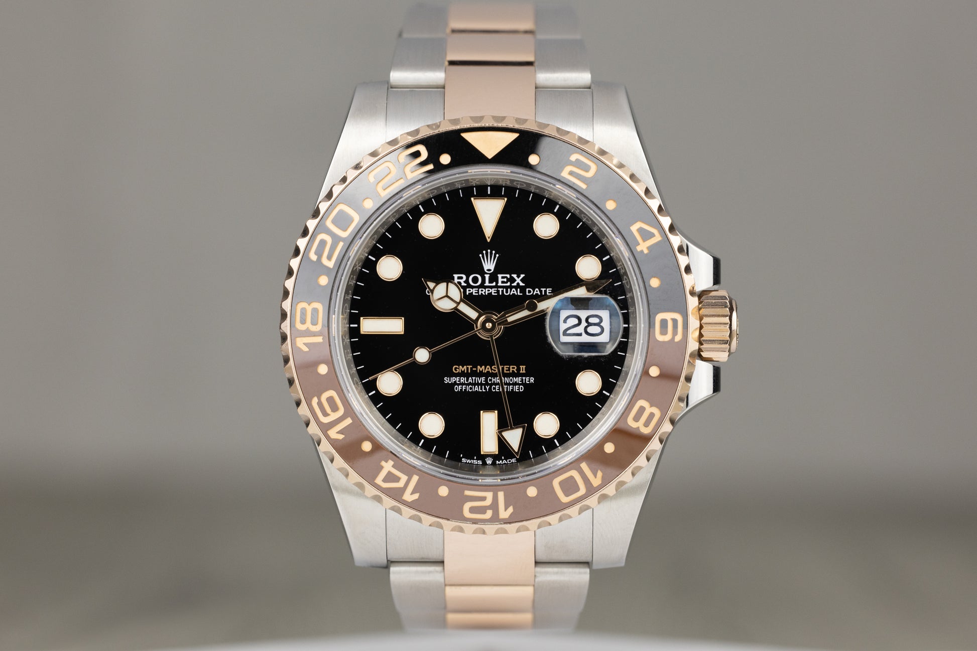 Rolex 126715CHNR GMT-Master II 'Rootbeer' Stainless Steel & Rose Gold Black Dial