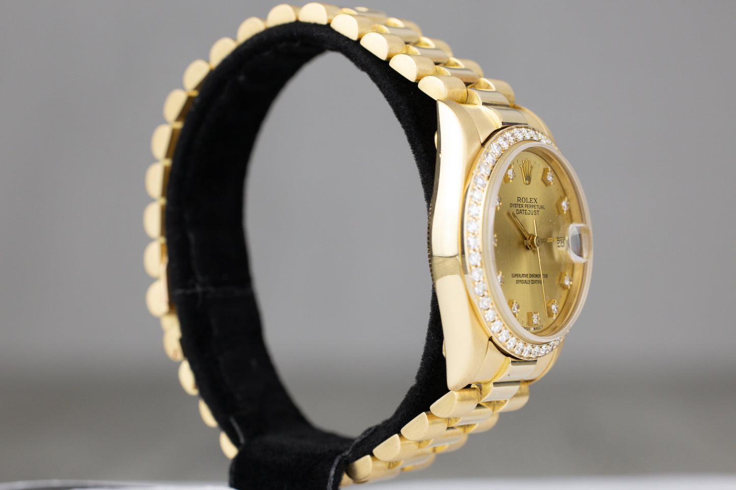 Rolex 178278 Datejust 31 Yellow Gold Presidential Bracelet Diamond Bezel Champagne Diamond Dial