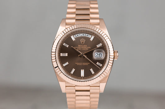 Rolex 228235 Day-Date 40 Rose Gold Chocolate Diamond Dial