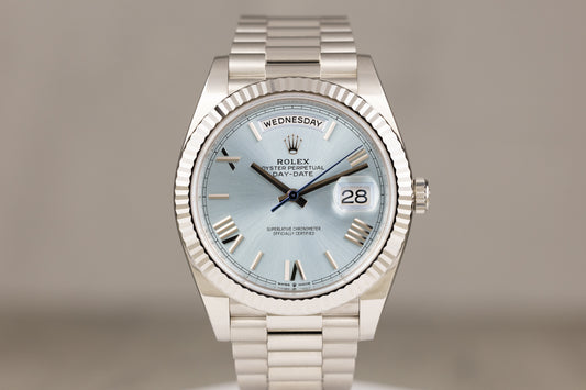 Rolex 228236 Day-Date 40 Platinum Ice Blue Roman Numeral Dial