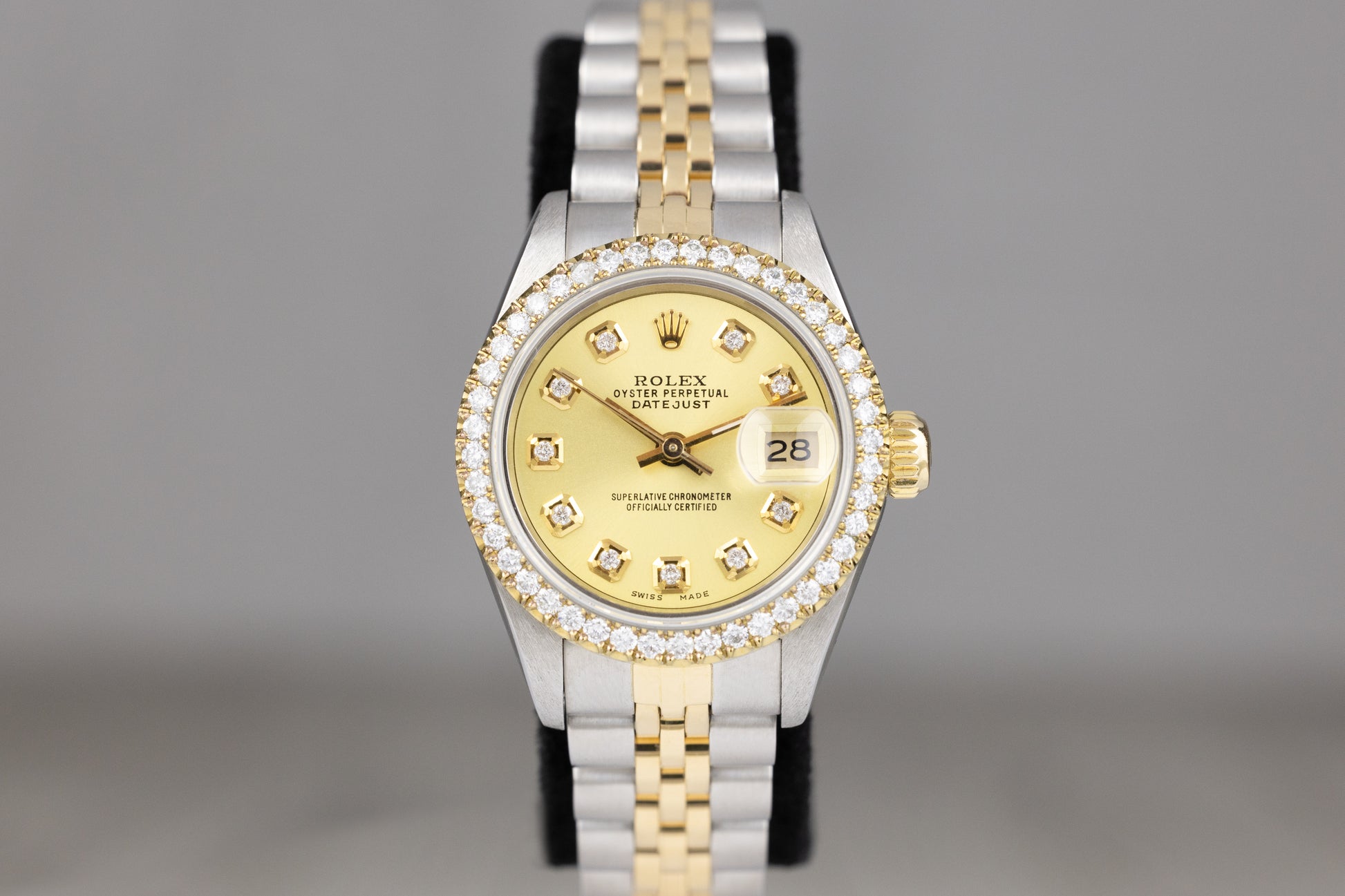 Rolex 69173 Datejust 26 Jubilee Bracelet Champagne Diamond Bezel Diamond Dial