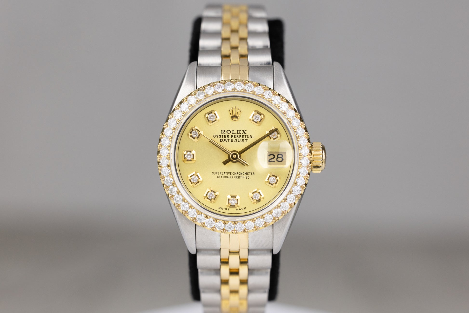 Rolex 69173 Datejust 26 Jubilee Bracelet Diamond Bezel Champagne Diamond Dial